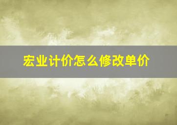 宏业计价怎么修改单价