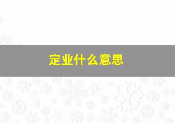 定业什么意思