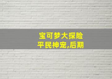 宝可梦大探险平民神宠,后期