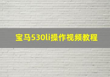 宝马530li操作视频教程