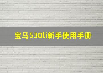 宝马530li新手使用手册