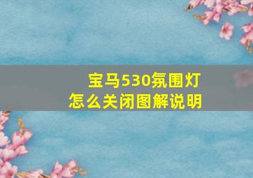 宝马530氛围灯怎么关闭图解说明