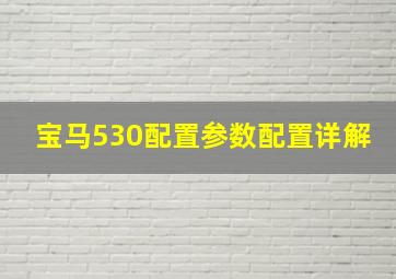 宝马530配置参数配置详解