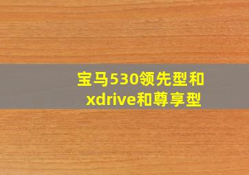 宝马530领先型和xdrive和尊享型