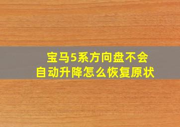 宝马5系方向盘不会自动升降怎么恢复原状