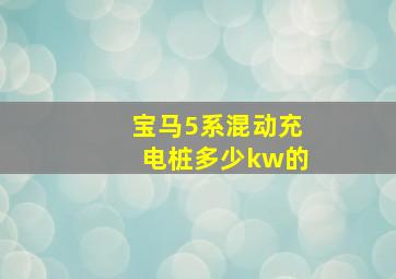 宝马5系混动充电桩多少kw的