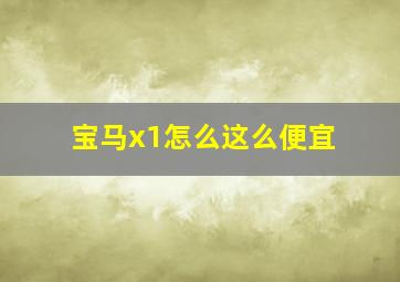 宝马x1怎么这么便宜