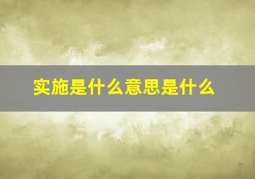 实施是什么意思是什么