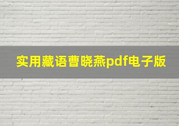 实用藏语曹晓燕pdf电子版