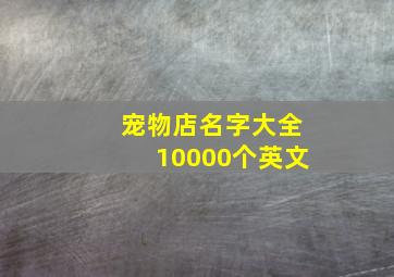 宠物店名字大全10000个英文