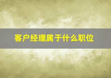 客户经理属于什么职位