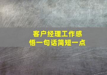 客户经理工作感悟一句话简短一点