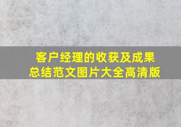 客户经理的收获及成果总结范文图片大全高清版