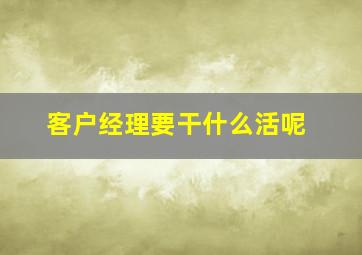 客户经理要干什么活呢