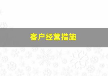 客户经营措施