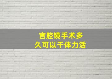 宫腔镜手术多久可以干体力活