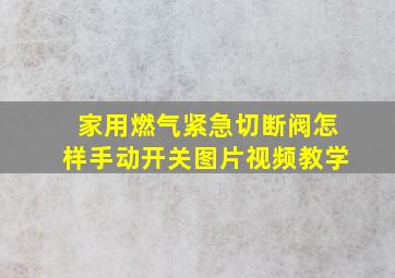 家用燃气紧急切断阀怎样手动开关图片视频教学