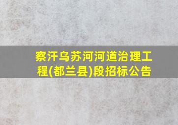 察汗乌苏河河道治理工程(都兰县)段招标公告