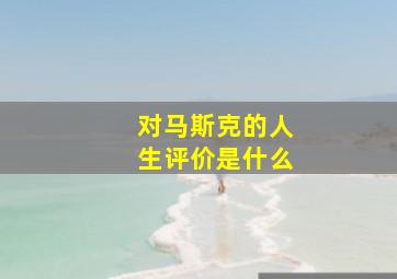 对马斯克的人生评价是什么