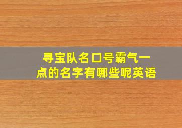 寻宝队名口号霸气一点的名字有哪些呢英语