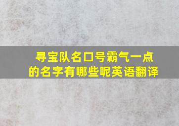 寻宝队名口号霸气一点的名字有哪些呢英语翻译