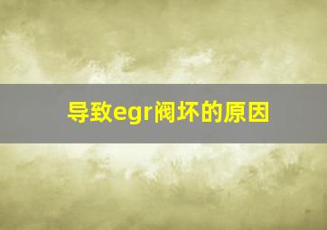 导致egr阀坏的原因