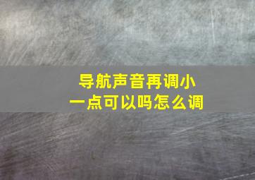 导航声音再调小一点可以吗怎么调