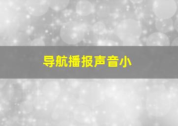 导航播报声音小