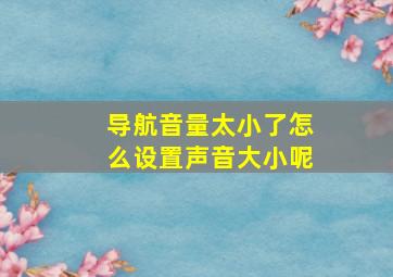 导航音量太小了怎么设置声音大小呢