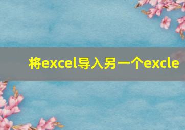 将excel导入另一个excle