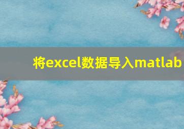 将excel数据导入matlab