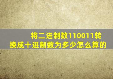 将二进制数110011转换成十进制数为多少怎么算的