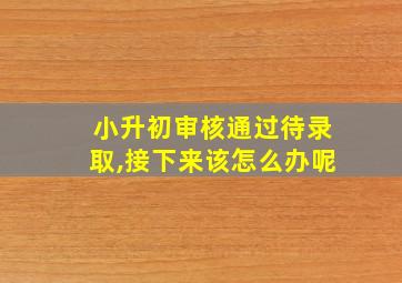 小升初审核通过待录取,接下来该怎么办呢