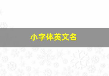 小字体英文名