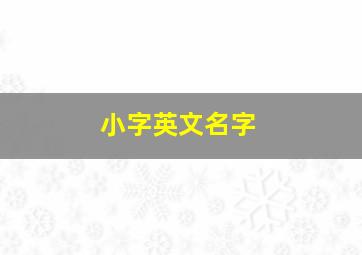 小字英文名字