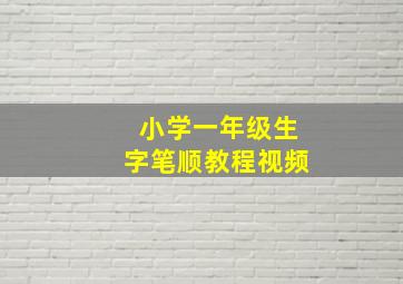 小学一年级生字笔顺教程视频