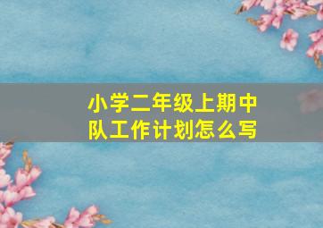 小学二年级上期中队工作计划怎么写