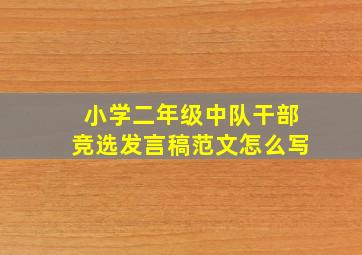 小学二年级中队干部竞选发言稿范文怎么写