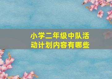 小学二年级中队活动计划内容有哪些