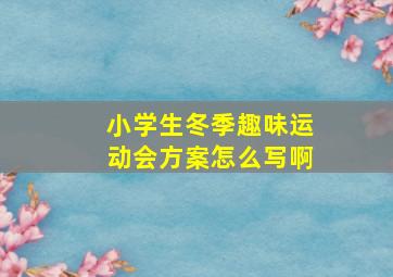 小学生冬季趣味运动会方案怎么写啊