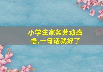 小学生家务劳动感悟,一句话就好了