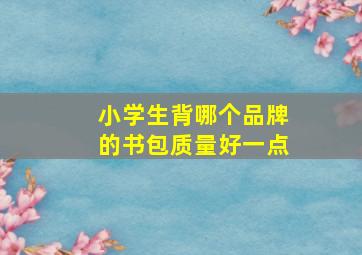 小学生背哪个品牌的书包质量好一点