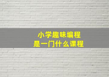 小学趣味编程是一门什么课程