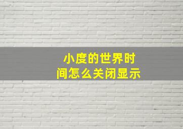 小度的世界时间怎么关闭显示