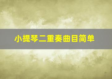 小提琴二重奏曲目简单