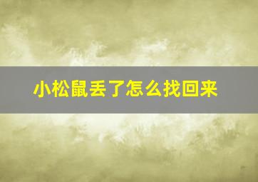 小松鼠丢了怎么找回来