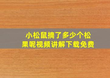 小松鼠摘了多少个松果呢视频讲解下载免费