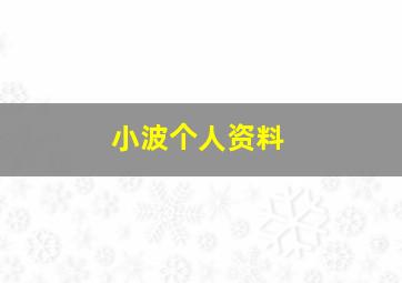 小波个人资料