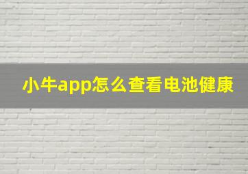 小牛app怎么查看电池健康