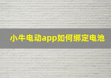 小牛电动app如何绑定电池